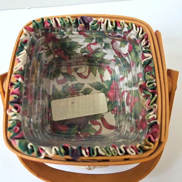 Longaberger Basket Let It Snow Tree Trimming Red Set Liner Protector TO 2000 - Picture 6 of 7